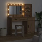 vidaXL Table de Toilette avec tiroir 2 Pièces Marron Bois d'ingénierie