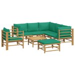 vidaXL Salon de jardin 8 Pièces avec coussins vert bambou