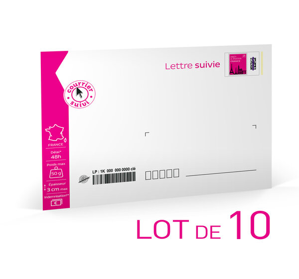 Prêt-à-Poster - Lettre Suivie - 50g - Enveloppes en lot de 10