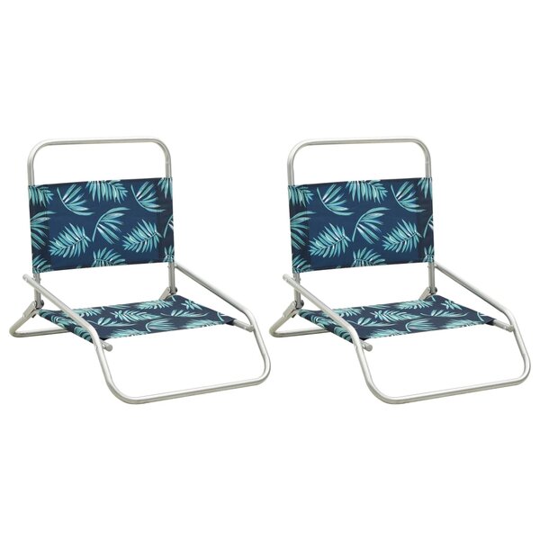 vidaXL Chaises de plage pliables 2 Pièces Motif de feuilles Tissu