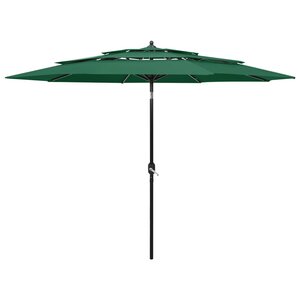 vidaXL Parasol de jardin à 3 niveaux avec mât en aluminium vert 3 m