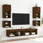 vidaXL Table de chevet murale avec lumières LED chêne marron