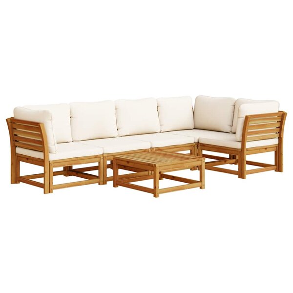vidaXL Salon de jardin 6 Pièces avec coussins bois d'acacia solide