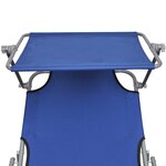 vidaXL Chaise longue pliable avec auvent Acier et tissu Bleu