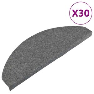 vidaXL Tapis d'escalier auto-adhésifs 30 Pièces gris 65x22 5x3 5 cm