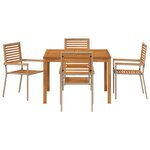 Ensemble de salle à manger de jardin 5 pièces vidaXL Beige Poly Rattan Acacia