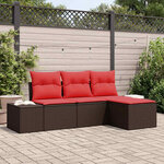 vidaXL Ensemble de canapé de jardin avec coussin 4 Pièces Marron et rouge