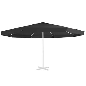 vidaXL Tissu de remplacement pour parasol d'extérieur Noir 515 cm