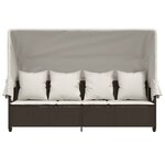 vidaXL Chaise longue avec auvent et coussins marron résine tressée