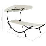 Vidaxl chaise longue de jardin avec auvent et oreiller blanc crème