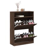 vidaXL Armoire à chaussures 2 tiroirs rabattables chêne marron