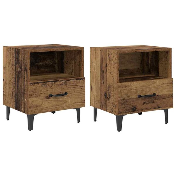 vidaXL Cabinet de chevet 2 Pièces Bois ancien 40 x 35 x 47.5 cm