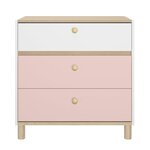 Commode 3 tiroirs rose blanc