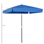 Parasol inclinable rectangulaire métal polyester haute densité 2L x 2l x 2 6H m bleu