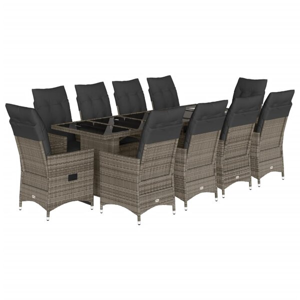 vidaXL Ensemble de bistro de jardin 11 Pièces coussins gris poly rotin