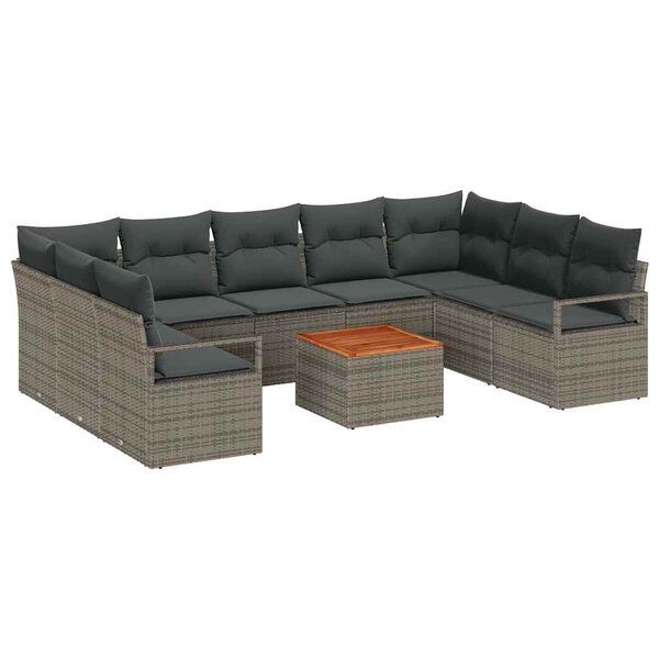 vidaXL Ensemble de canapé de jardin 10 Pièces Gris
