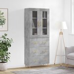 vidaXL Buffet haut Gris béton 69 5x34x180 cm Bois d'ingénierie