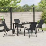 vidaXL Ensemble de salle à manger pour jardin 5 Pièces Noir