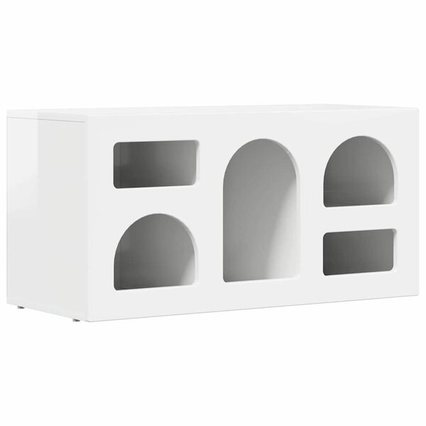 vidaXL Meuble TV Blanc brillant 80 x 35 x 40 cm Bois d'ingénierie