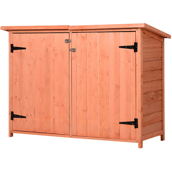 Armoire de jardin sur pied double porte étagère et toit bitumé relevable dim. 128L x 50l x 90H cm bois sapin pré-huilé