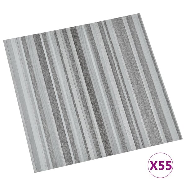 vidaXL Dalles de plancher autoadhésives 55 Pièces PVC 5 11 m² gris clair