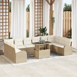 vidaXL Ensemble de Canapés de Jardin 11 Pièces avec Coussins Beige Rattan Poly