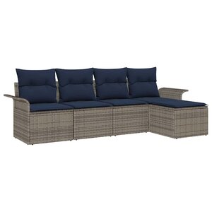 vidaXL Ensemble de canapé de jardin avec coussin 5 Pièces Gris Poly rotin
