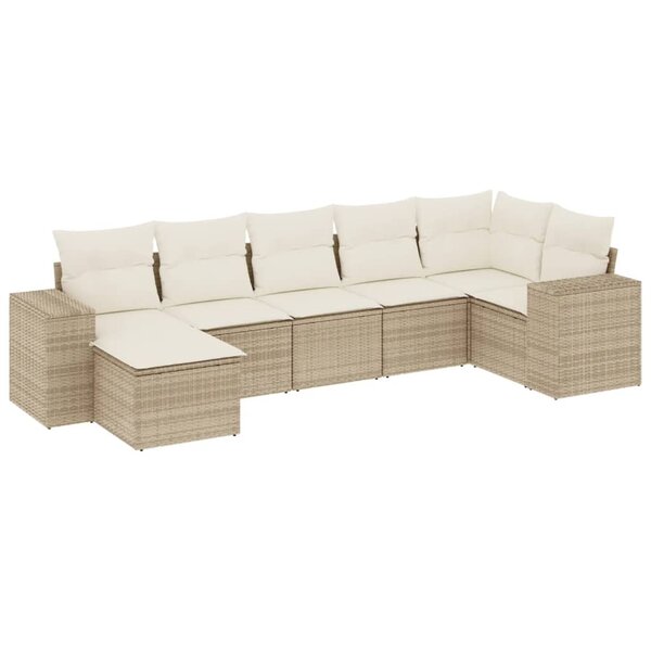 vidaXL Salon de jardin avec coussins 7 Pièces beige résine tressée