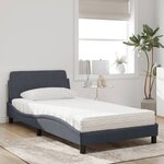 vidaXL Lit avec matelas Dover gris foncé 100x200 cm velours