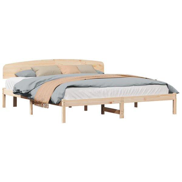 vidaXL Cadre de lit avec tête de lit Naturel 180 x 200 cm Pin massif