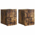 vidaXL Cabinet de chevet mural 2 Pièces Chêne fumé 33 x 34 5 x 43 cm
