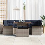 vidaXL Ensemble de canapé de jardin 7 Pièces gris et bleu marine