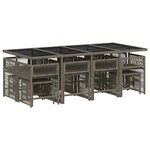 vidaXL Ensemble à manger de jardin coussins 13 Pièces gris résine tressée