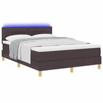 vidaXL Lit à ressort LED avec matelas Marron foncé 160 x 200 cm tissu