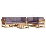 vidaXL Salon de jardin 6 Pièces avec coussins bois d'acacia solide