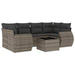 vidaXL Salon de jardin avec coussins 7 Pièces gris résine tressée