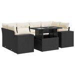 vidaXL Salon de jardin 7 Pièces avec coussins noir résine tressée