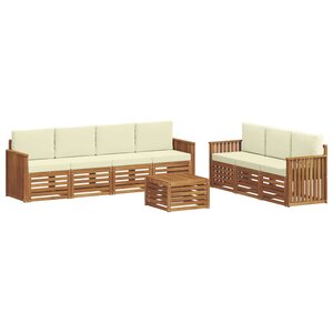 vidaXL Ensembles de canapés 8 pc Naturel et Crème Bois d'Acacia Massif