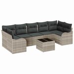 vidaXL Ensemble de canapé de jardin 8 Pièces Gris clair 55 x 55 x 37 cm