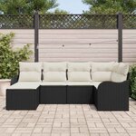 vidaXL Ensemble de canapé de jardin 6 Pièces Noir et blanc Poly rotin