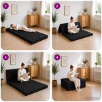 vidaXL Canapé-lit pliable 90 x 67 x 45 cm Noir