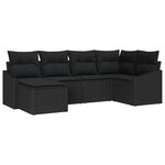 vidaXL Ensemble de Canapé de Jardin 6 Pièces avec Coussins Rattan Poly Noir