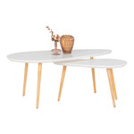 Table basse blanche avec pieds en bois 60 x 110 x 45 cm