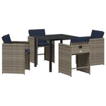 vidaXL Ensemble de salle à manger de jardin 5 pièces avec coussins Gris Poly Rattan