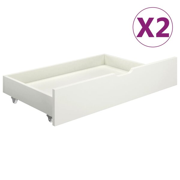vidaXL Tiroirs de lit 2 Pièces Blanc Bois de pin massif