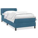 vidaXL Sommier à lattes de lit et matelas bleu foncé 80x210 cm velours