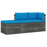 vidaXL Salon palette de jardin 3 Pièces avec coussins Bois de pin massif