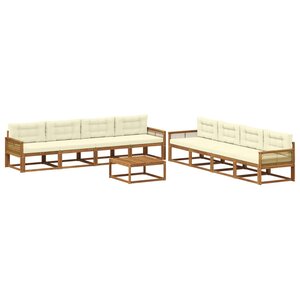 vidaXL Ensemble de canapés d'extérieur 9 Pièces Naturel et Crème