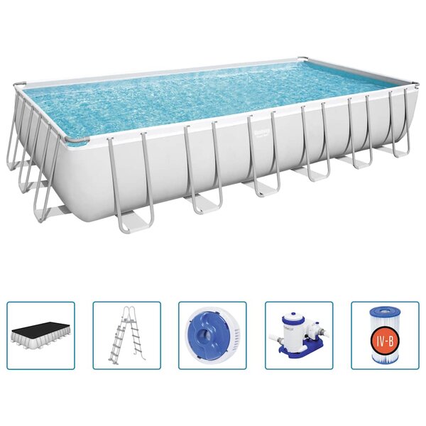 Bestway Ensemble de piscine Power Steel Rectangulaire 732x366x132 cm