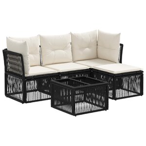 vidaXL Ensemble de canapé de jardin 5 pc Noir polyrotin